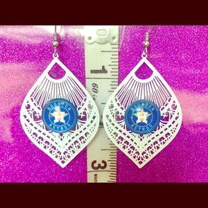 White Drop Fan Houston Astros Earrings